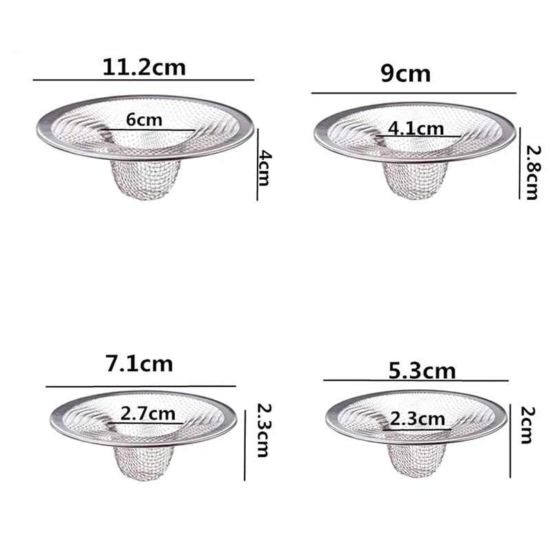 Stainless Steel Bathroom Drain Filter Net Screening Sink Drain Strainer Shower Hair Catchers Stoppers Kitchen Accessories