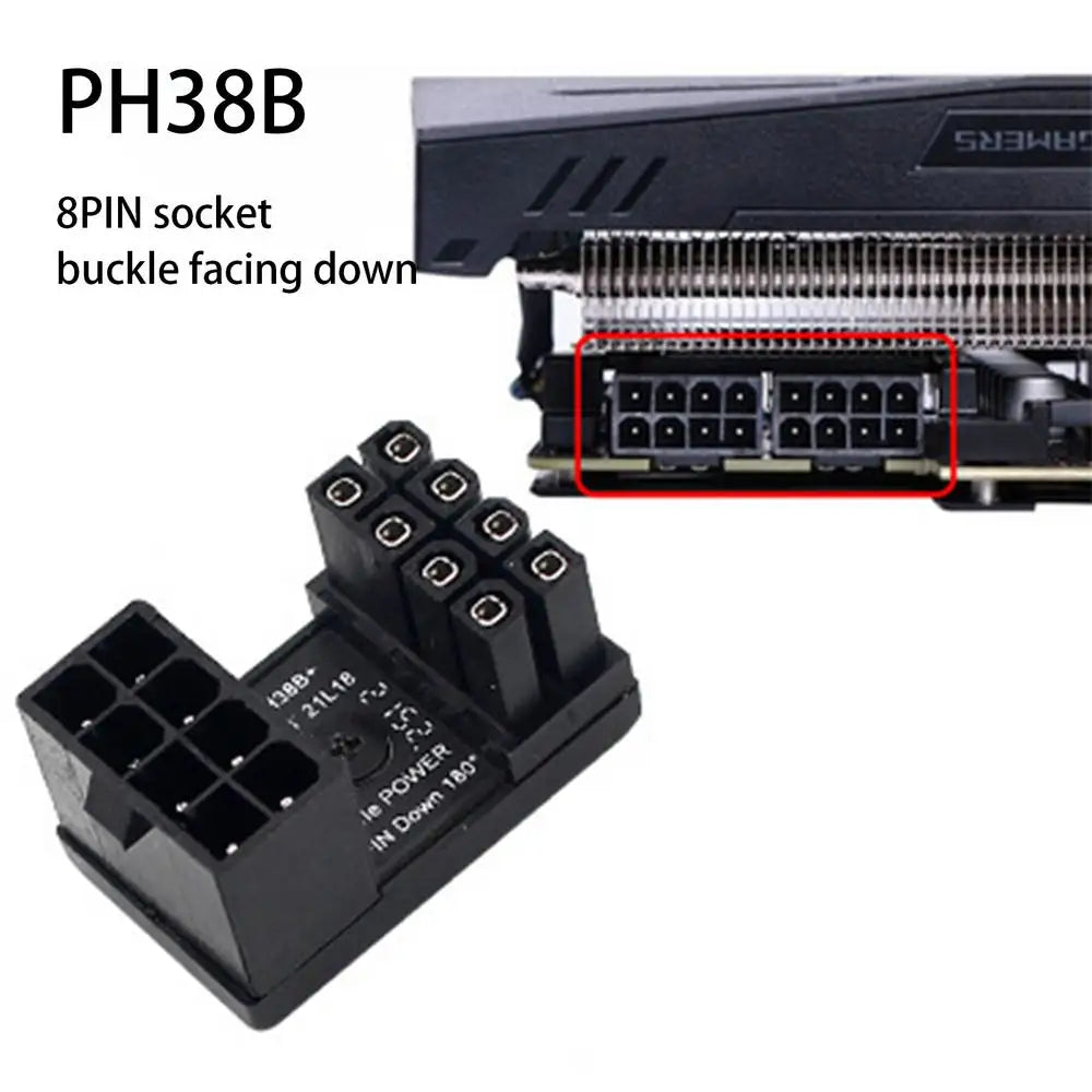 Graphics Card Adapter For PC 6/8 Pin Connector Power Adapter 180 Degree Angled Adapter Steering Connector Board GPU Adapter For