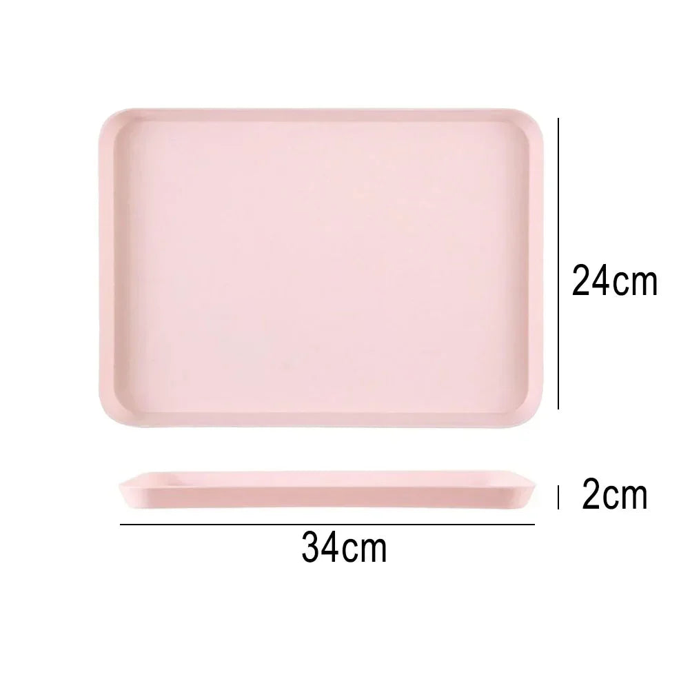 Restaurant Plastic Serving Tray Home Tea Fruit Dessert Tray Anti-Slip Resistant Food Cooking Storage Tray Kitchen Organizer