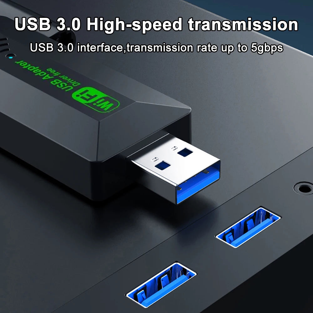 Original USB 3.0 WiFi 6 Adapter 802.11AX 4-Antenna 1200Mbps Dual Band 2.4G 5G For Windows 10/11