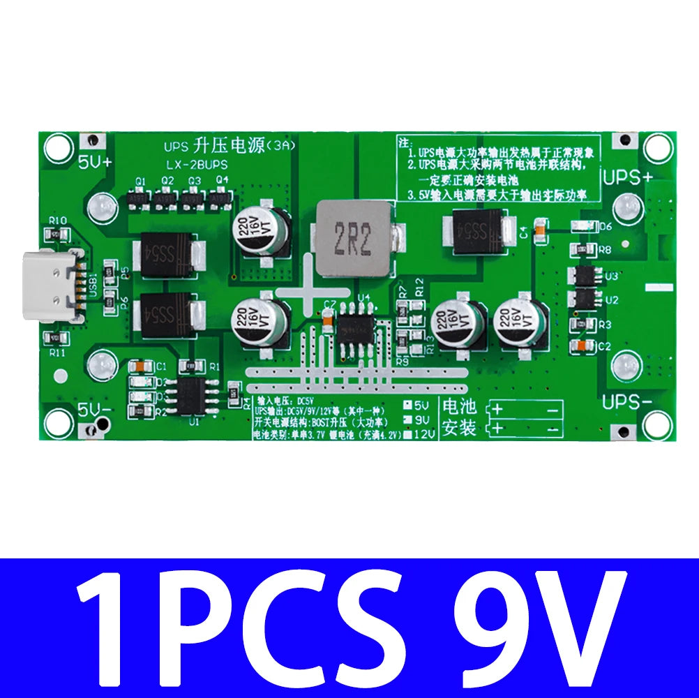 BS Type-C 15W 3A 18650 Lithium Battery Charger Module DC-DC Step Up Booster Fast Charge UPS Power Supply / Converter 5V 9V 12V