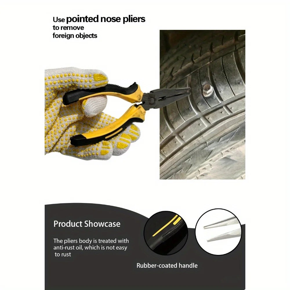 Professional Tire Plug Kit with Rapid-Seal Glue All-Weather Puncture Repair for Sedan to SUV Roadside Rescue Anti-Leak Guarantee