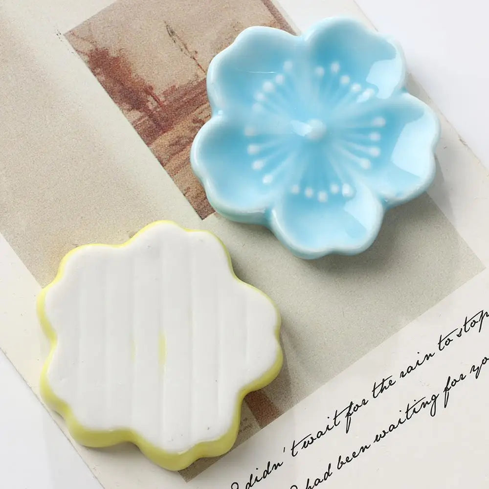 New Cute Colorful Ceramic Chopsticks Holder Sakura Blossoms Spoon Fork Chopstick Rest Tableware Stand Kitchen Dining Accessories