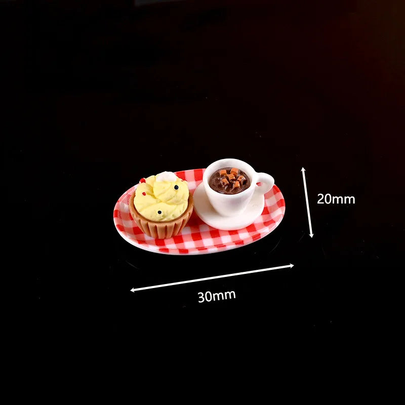 1set 1/12 Dollhouse Simulated Breakfast Afternoon Tea Set Dollhouse Mini Kitchen Food Decoration For Kid Pretend Play Toys