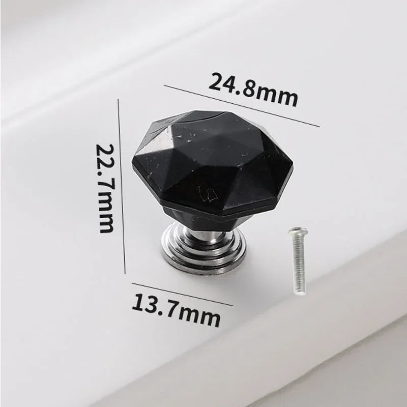 1pc Diamond Shape Design Colorful Crystal Glass Knobs Cupboard Drawer Pull Door Kitchen Cabinet Wardrobe Handles Hardware
