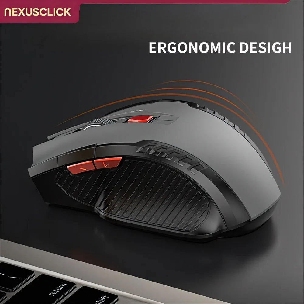 NEXUSCLICK Wireless Optoelectronic Mouse,1600DPI 6 Silent clicks New Game&Craft Gift Mice in Stock USB Receiver for Office Gamer