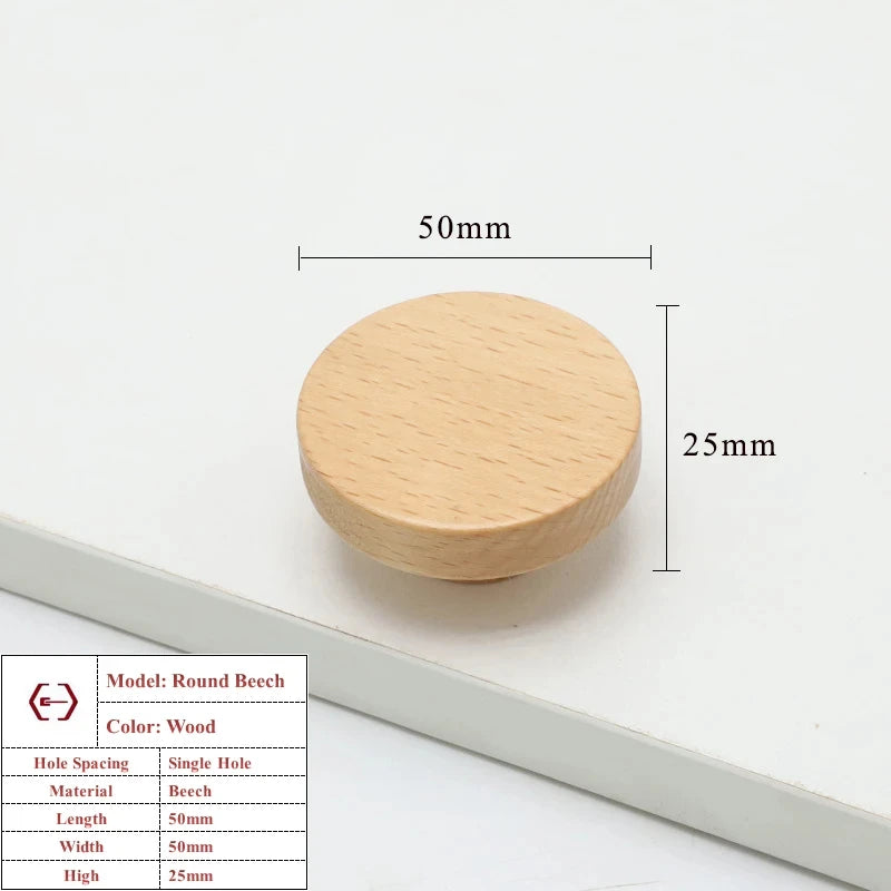 Walnut Beech Kitchen Cabinet Handle Drawer Solid Wood Furniture Door Drawer Round Knob Cupboard Wooden Handle Hardware Long Pull
