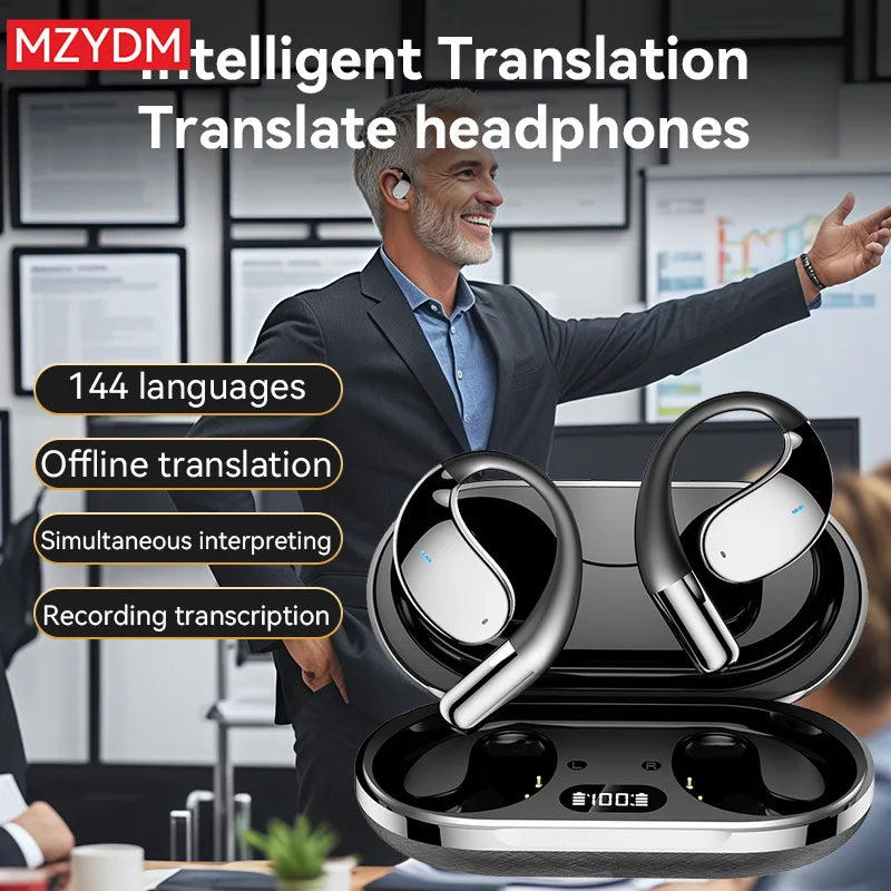 3-in-1 AI Translator Earbuds 144 Languages Noise Cancelling Bluetooth 5.4 Headset Instant Translator Smart Voice Real Time