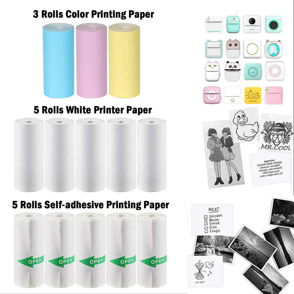 10 Rolls White Children Camera Wood Pulp Thermal Paper Instant Print Kids Camera Printing Paper Replacement Accessories Parts