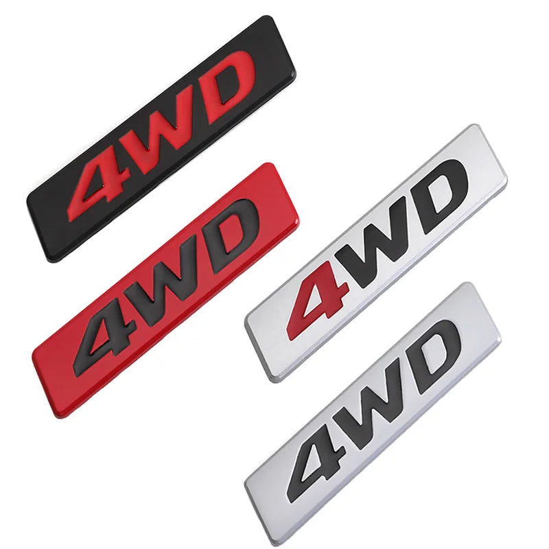 3D Metal 4WD Logo Decals Emblem Badge Car RearTrunk Fender Adhesive Badge Body Sticker ForToyota RAV 4 Hyundai Honda Accessories
