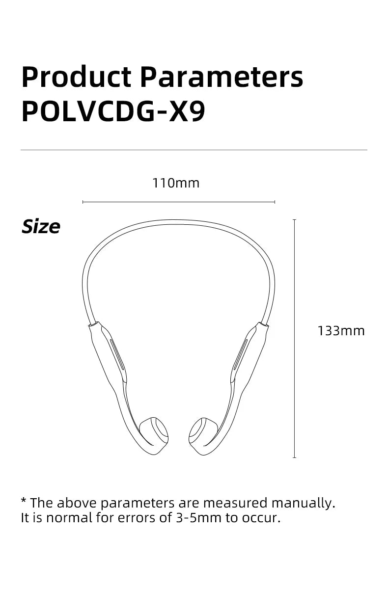 POLVCDG X9 Bone Conduction Earphones 32G IPX8 Waterproof Open Design for Swimming Running Cycling Hanging Earphones