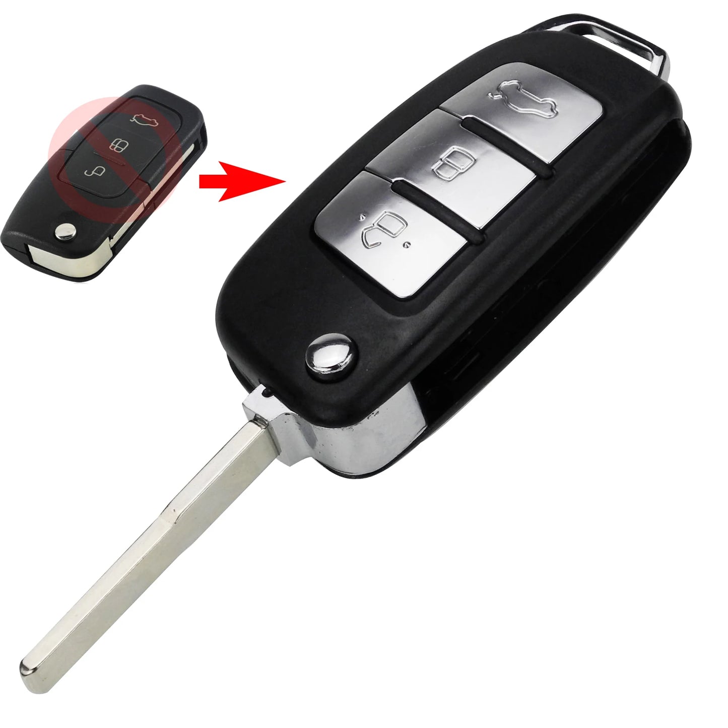 3 Button Modified Flip Folding Remote Key Shell for Ford Focus Fiesta C-Max S-Max Ka Mondeo Galaxy Fob Case HU101 FO21 Blade