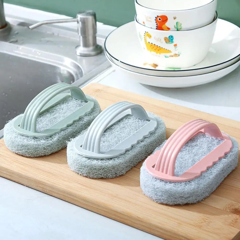 Cleaning Brush With Handle Melamine Sponge Cleaning Brush Descaling Pan Pot Strong Cleaner Brushes Kitchen 1pc