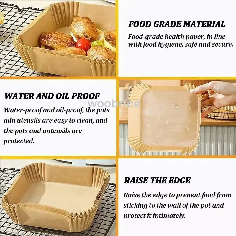 Air Fryer Paper Accessories Disposable Air Fryer Cooking Baking Liner Paper Square Airfryer Non-Stick Oilproof Micro-wave BBQPad