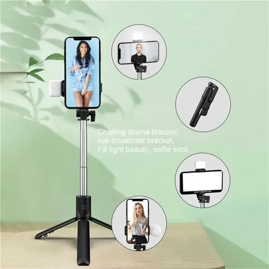Selfie Stick Tripod With Bluetooth Remote Wireless Phone Holder Stand With Beauty Fill Light For All Smartphones