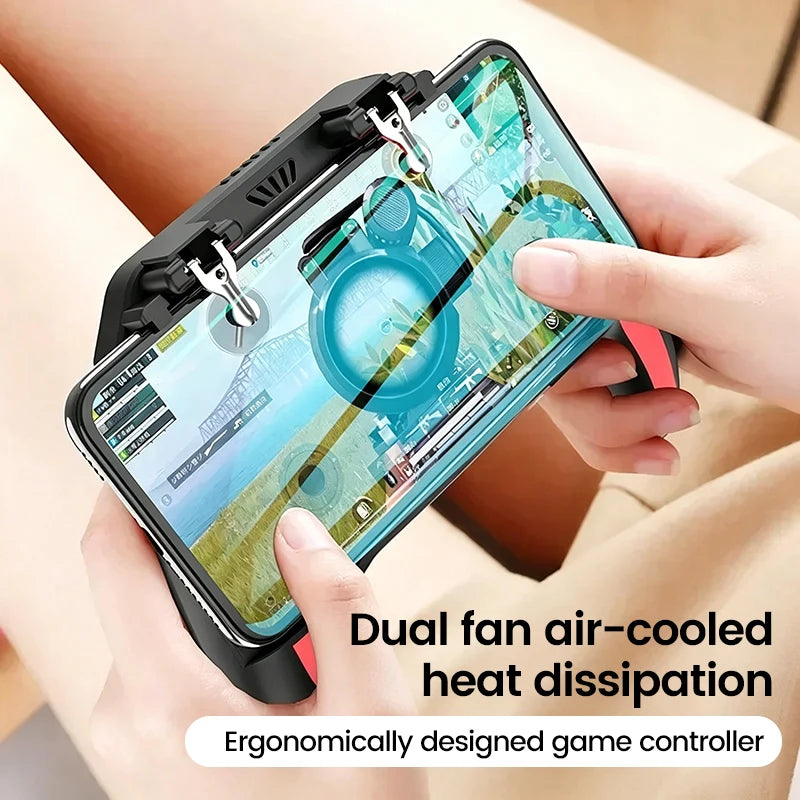 4 Fingers Mobile Phone Game Handle with Radiator Aim Shooting Gamepad Joystick Controller for IOS Android Gaming Accessories