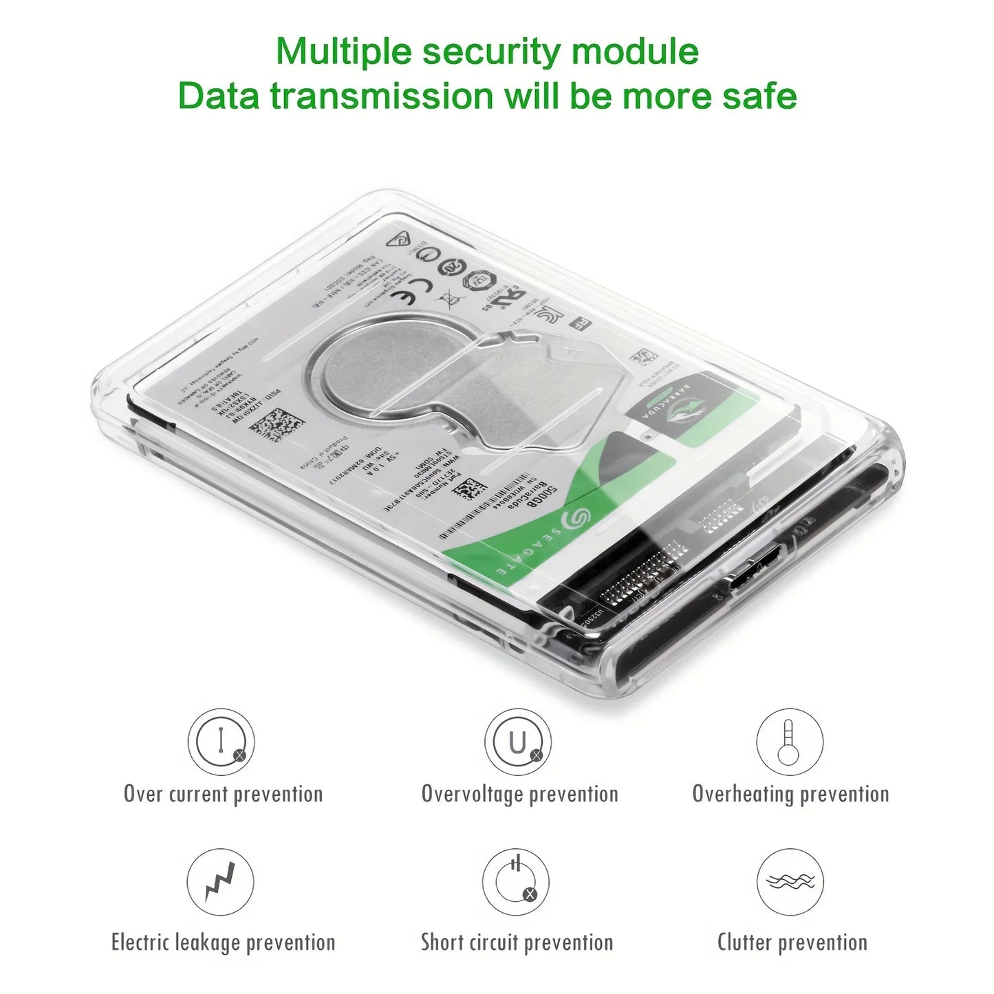 Transparent HDD Case HDD Enclosure 2.5 Inch SSD SATA To USB2.0 Type-C Adapter Portable External Hard Drive Box Tool-Free