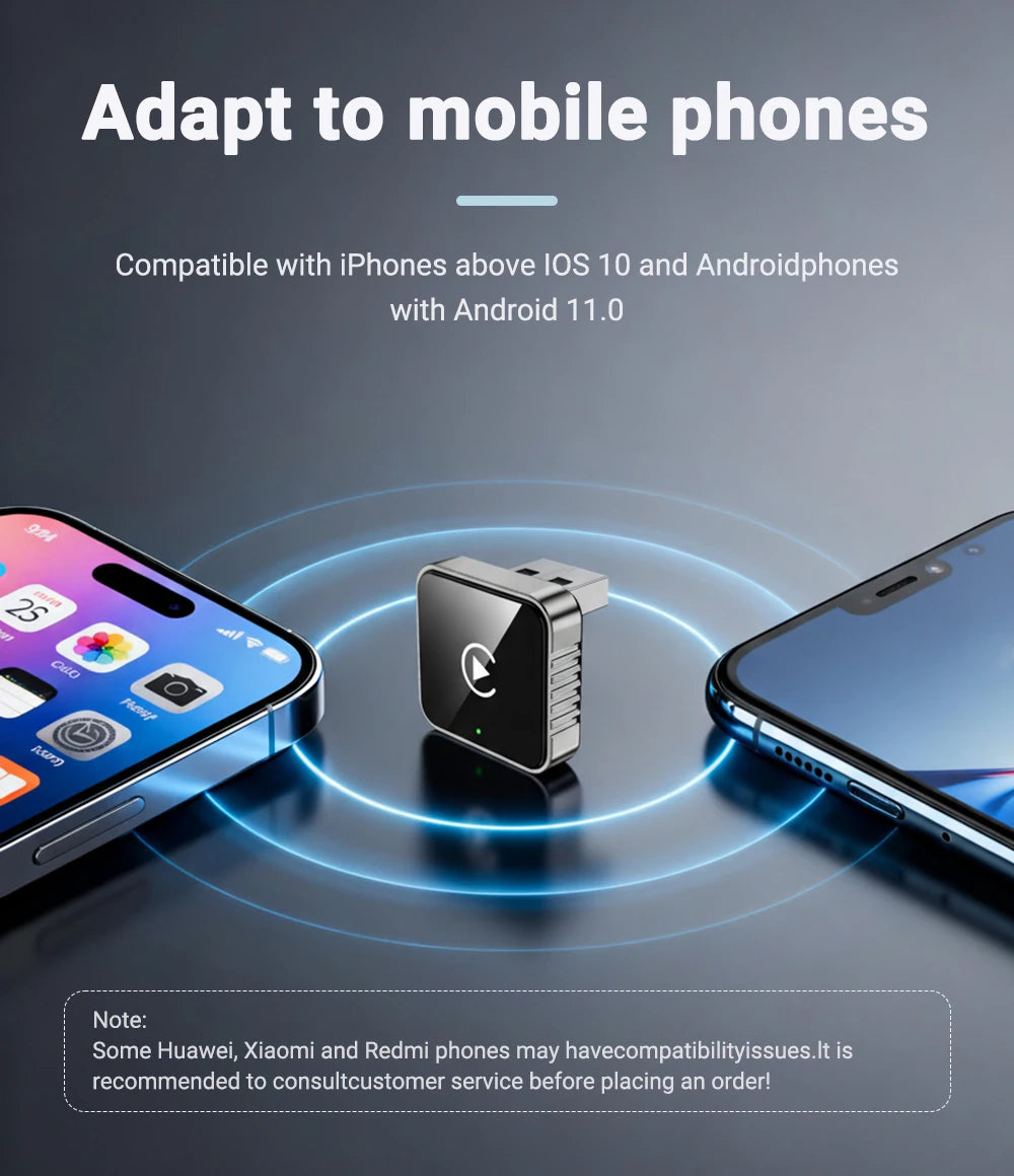 XUDA 2 in 1 Wired to Wireless CarPlay Android Auto Adapter for OEM Car Stereo With USB Dongle Mini Box Plug and Play Bluetooth