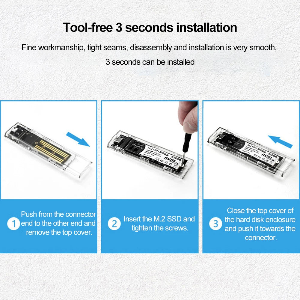 M.2 NGFF/NVME to USB3.0 Mobile Hard Disk Case SATA SSD Type-C 5Gbps Enclosure Adapter