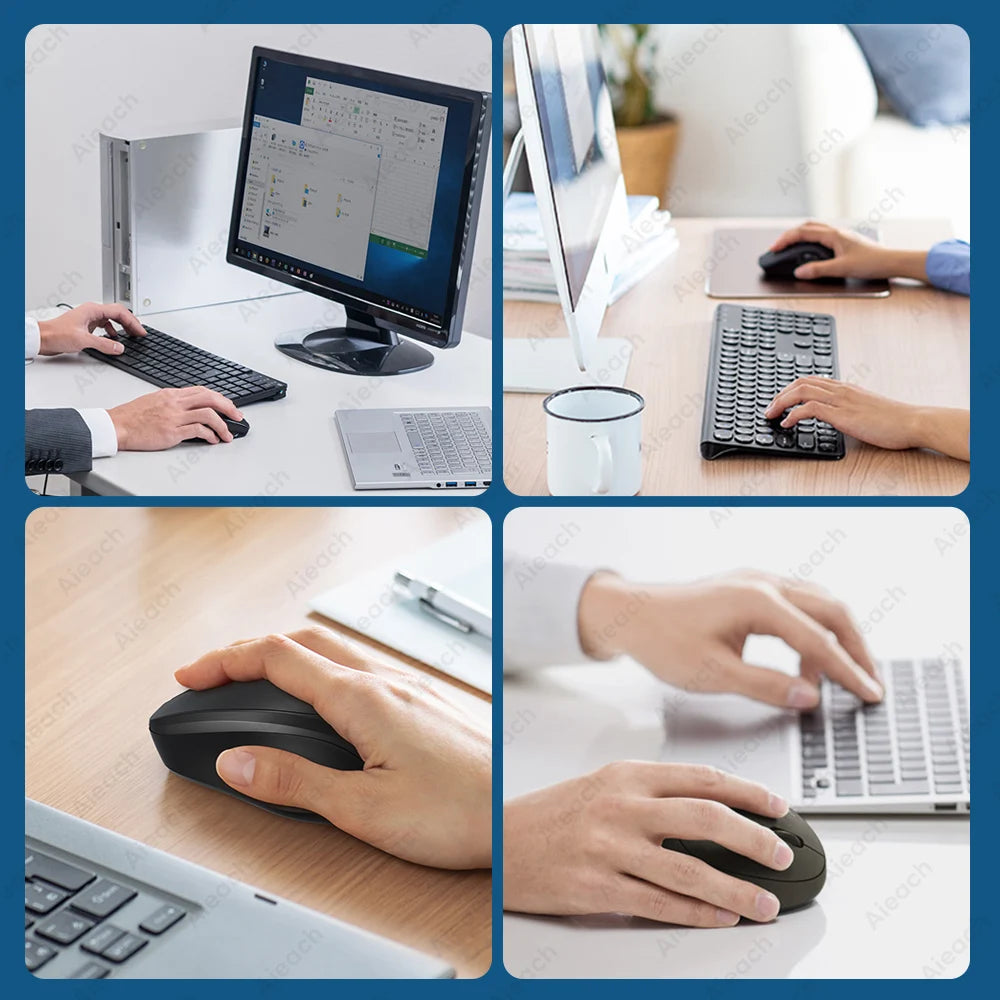 Portable Wireless Bluetooth Mouse Compact Ergonomic 2.4G USB Noiseless 1600DPI 500mAh Rechargeable for PC Tablet Laptop MacBook