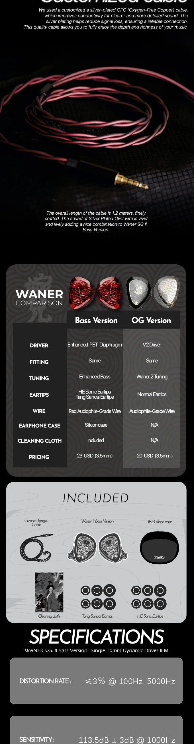 TANGZU WANER 2 Red Lion Bass Edition Dynamic Driver In-ear Earphones High-Quality Sound Comfortable Wearing Wired Earbuds