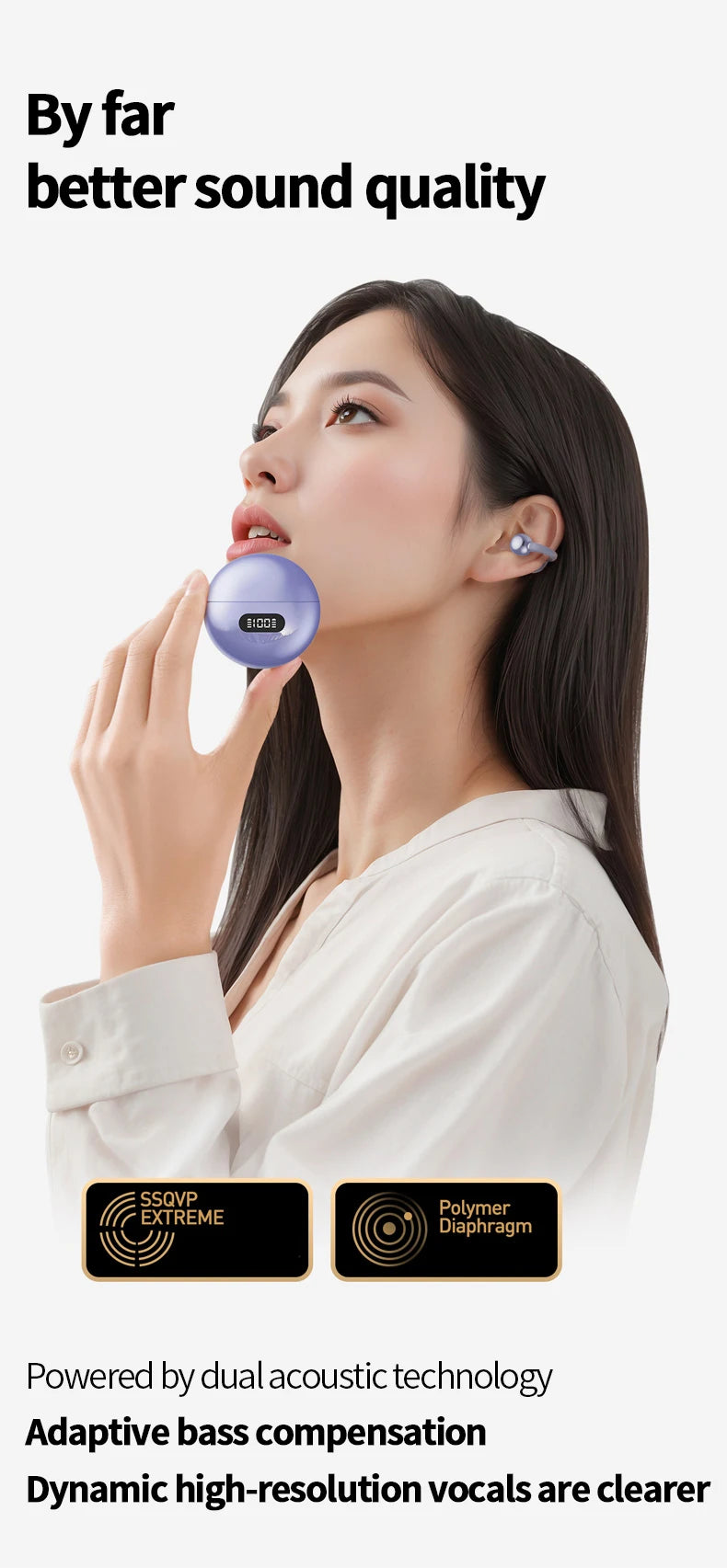 New Sport Earclip Wireless Headphone Bluetooth Earphone Audífonos Bluetooth Inalámbrico Gaming LED Display for Xiaomi Huawei