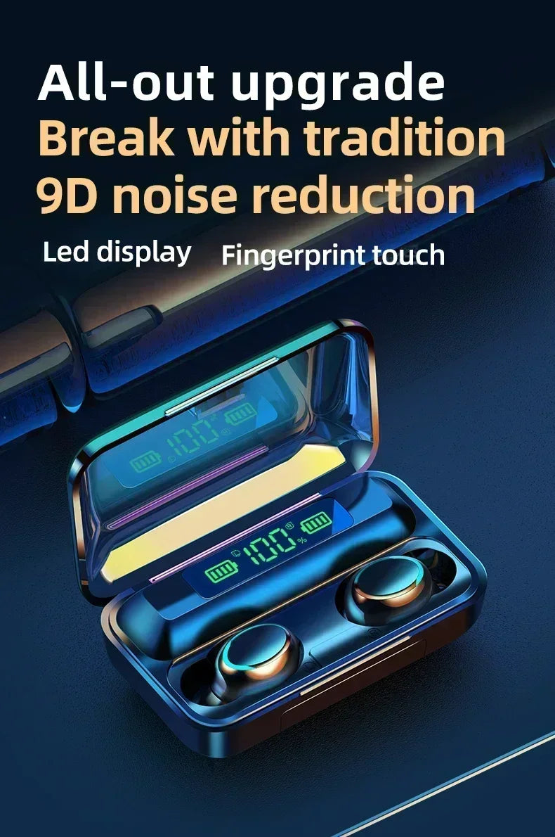 New F9 Bluetooth Headphones 9D Stereo High Bass Sport Earphones Handfree Touch Control Tws Wireless Earbuds Headset