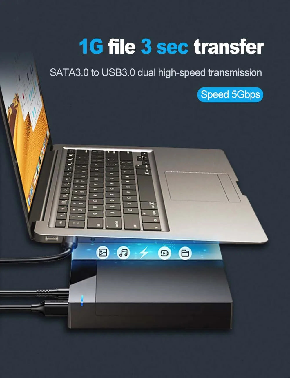 Portable 3.5 Inch USB 3.0 External Hard Drive Case Box Enclosure SATA SSD HDD 10TB Transmission for PC Laptop TV Cellphone