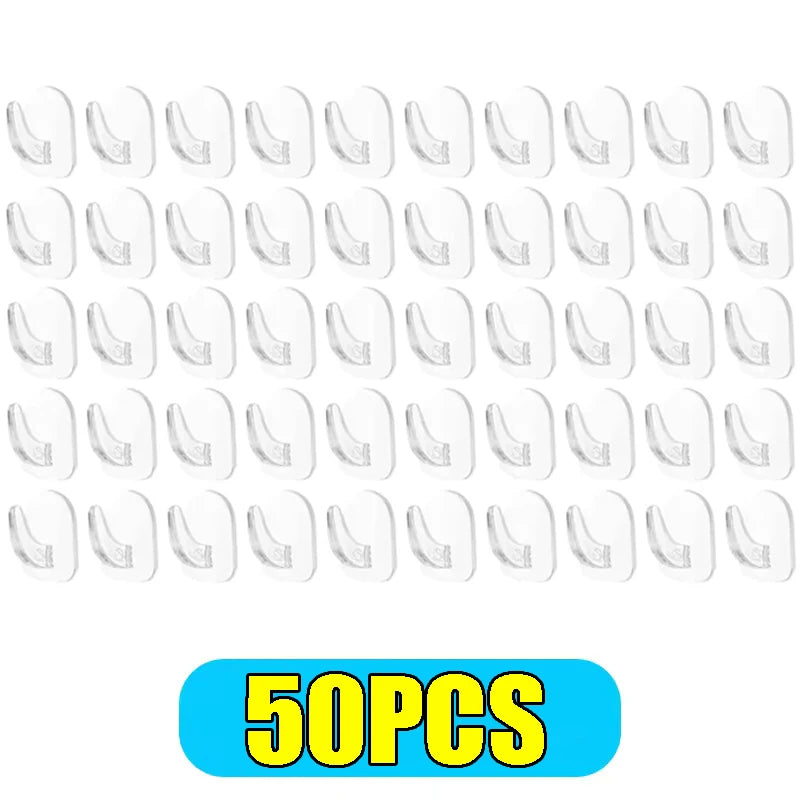 50/100PCS Mini Clear Wall Hooks Self Adhesive Transparent Sticky Hanger Wall Decor Hook Home Kitchen Bathroom Storage Organizers