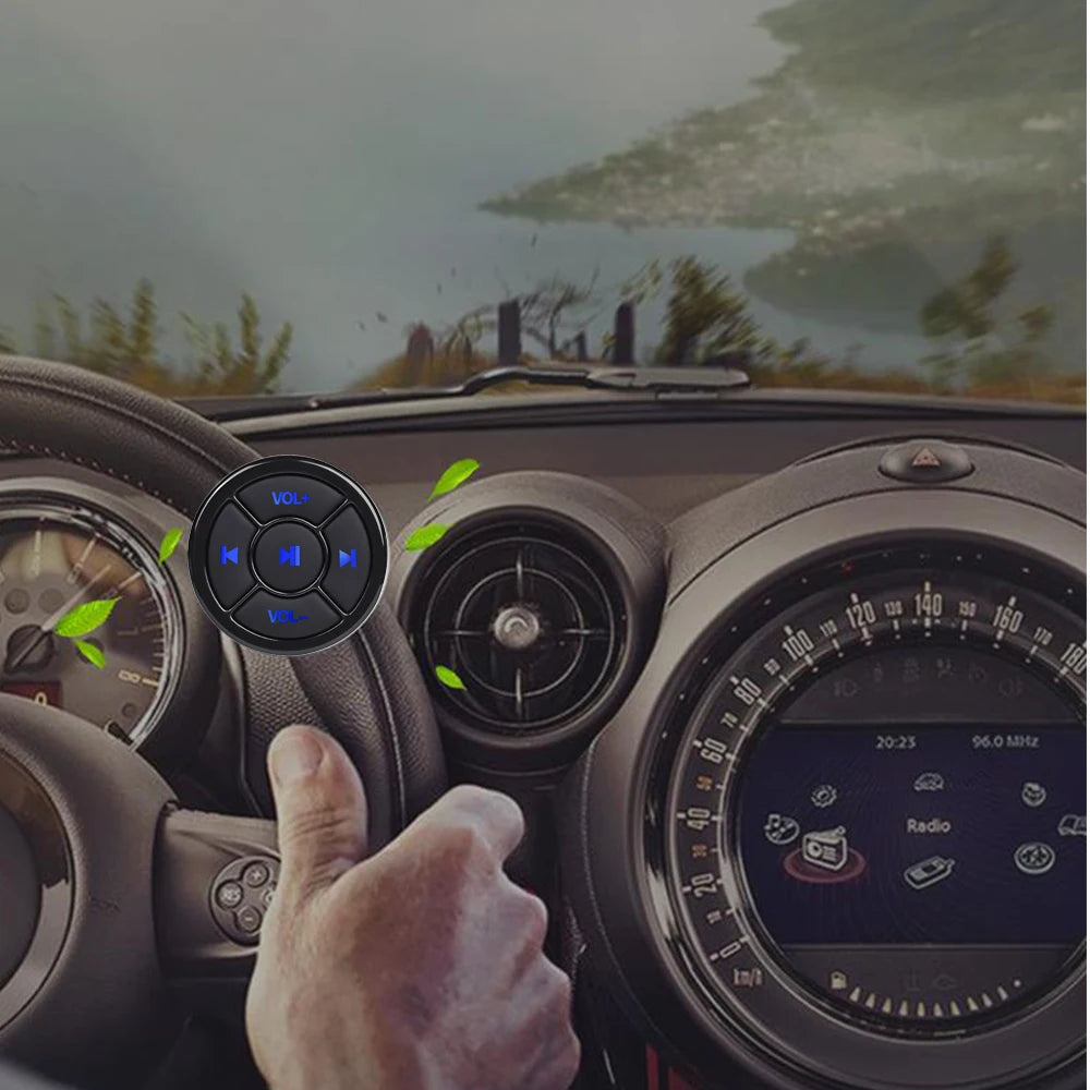 Wireless Bluetooth 5.0 Remote Controller Media Button Car Motorcycle Bike Steering Wheel Music Play for IOS Android Phone Tablet