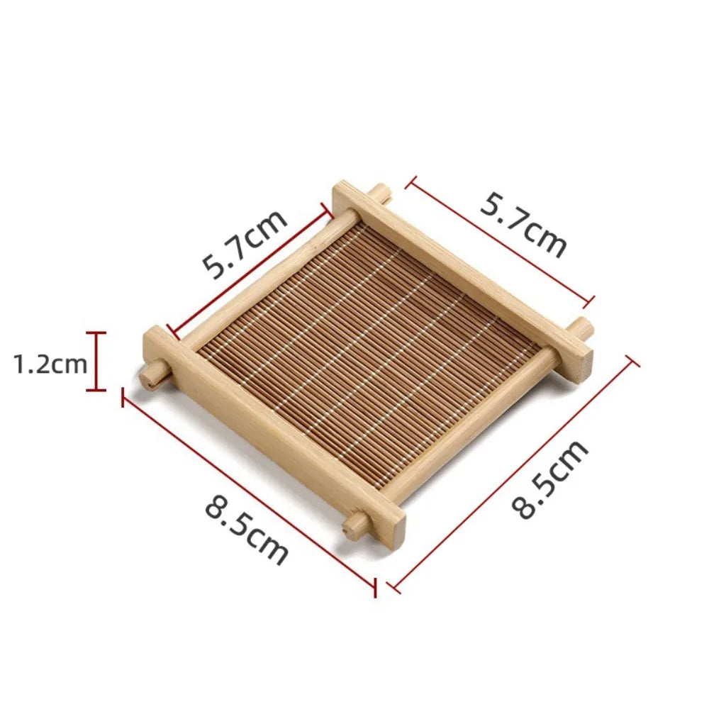 Tea Trays Square Bamboo Teacup Pad Retro Coffee Cup Mug Cup Tableware Heat Insulated Coasters Kitchen Restaurant Accessories
