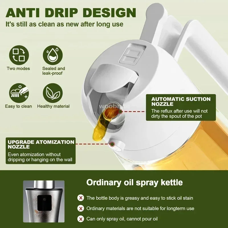 2 in 1 Olive Oil Sprayer Kitchen Oil Spray Bottle Olive Acid Sprayer Oil Mouth for Cooking BBQ Baking OilsDispenser Accessories