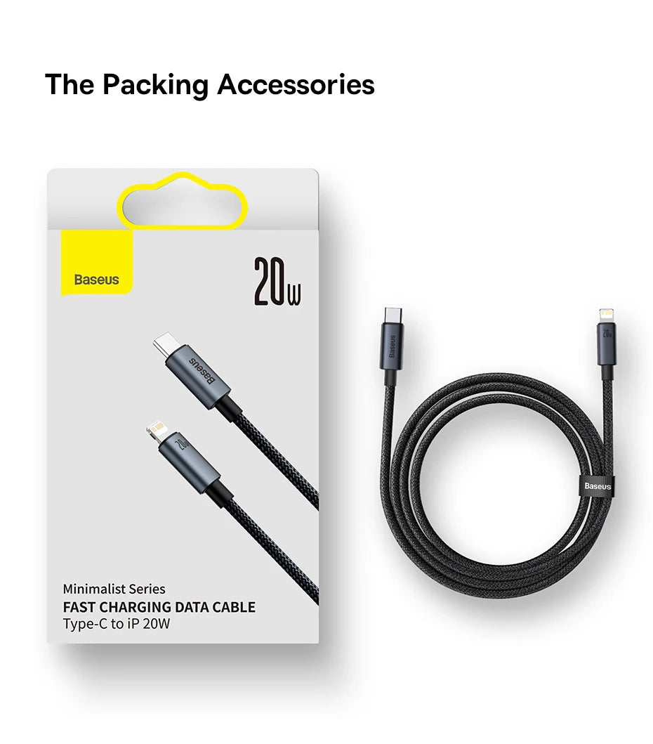 Baseus USB Cable For iPhone 13 12 11 pro max iPhone USB Cable Fast Charging For iPhone X XR 8 USB Type C to lightning Cable