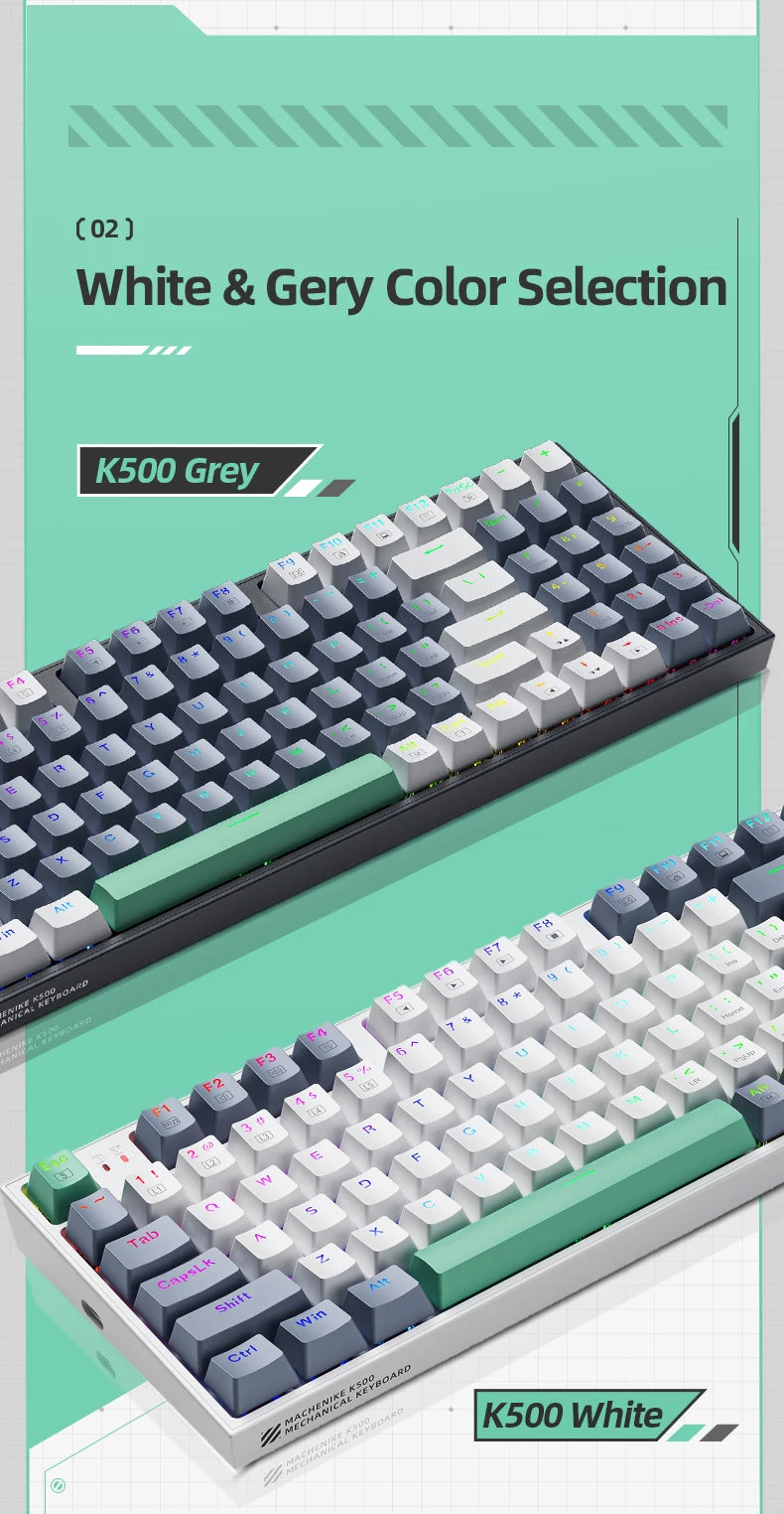 MACHENIKE K500 Mechanical Keyboard Wired Gaming Keyboard K500-B94 Hot Swappable 94 Keys 90% Layout RGB BackLight for PC Laptop
