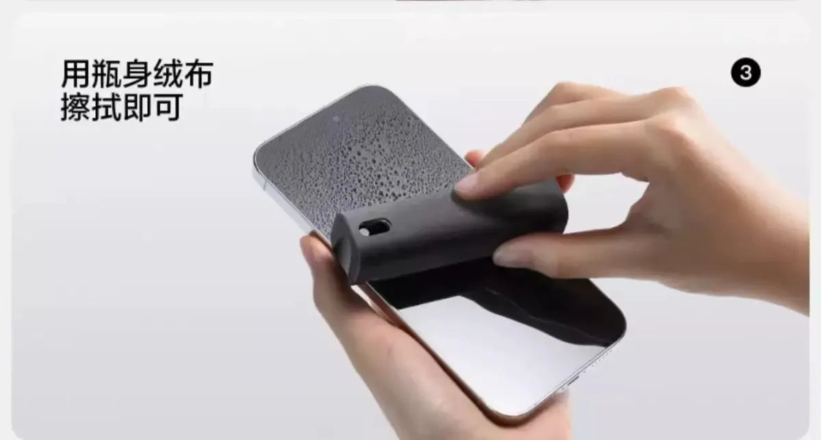 Mobile screen cleaner 2-in-1 spray wipe tablet LCD laptop cleaning tool for oil removal and fingerprint prevention