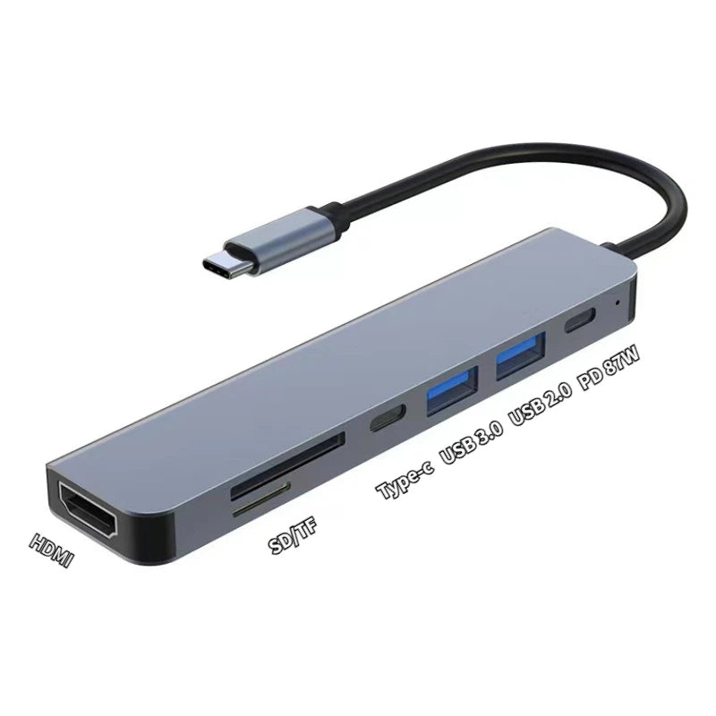 USB C Docking Station TYPE-C HUB to HDMI 4K 30Hz with Screen off Button USB 3.0 5Gbps HUB 87W Fast Charging for MacBook