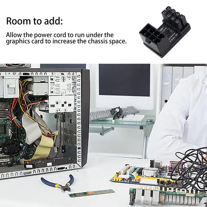 Graphics Card Adapter For PC 6/8 Pin Connector Power Adapter 180 Degree Angled Adapter Steering Connector Board GPU Adapter For