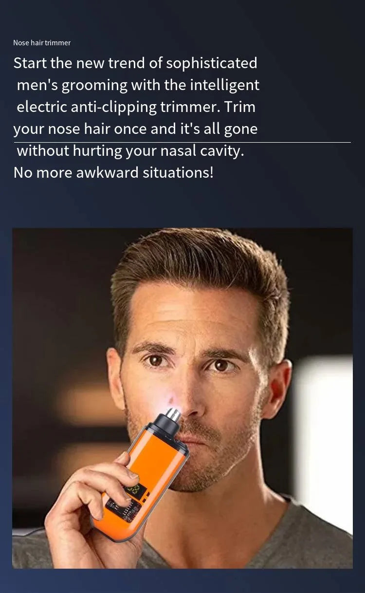 USB Rechargeable Nose and Ear Hair Trimmer for Men, Mini Portable Electric Clipper, Quick Charging, Low Noise, Compact, Washable