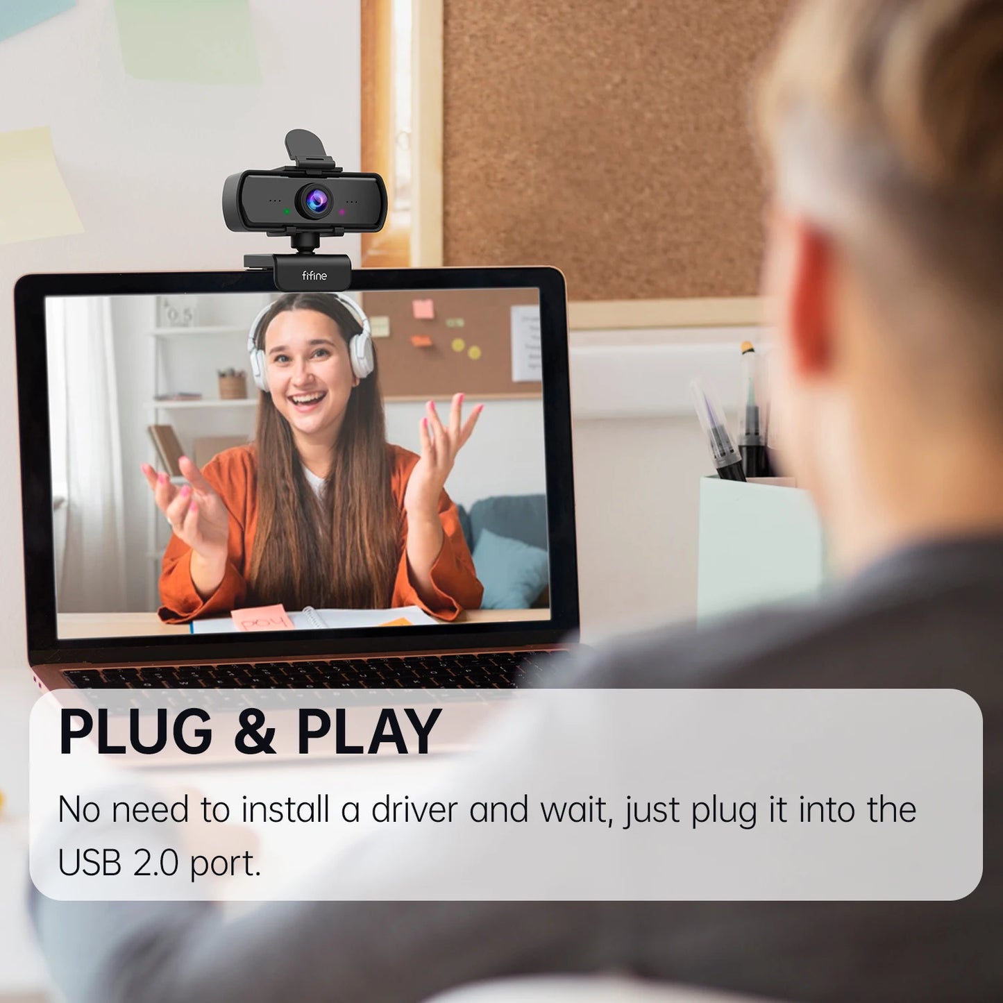FIFINE 1440p Full HD PC Webcam with Microphone, Tripod, for USB Desktop & Laptop, Live Streaming Webcam for Video Calling - K420