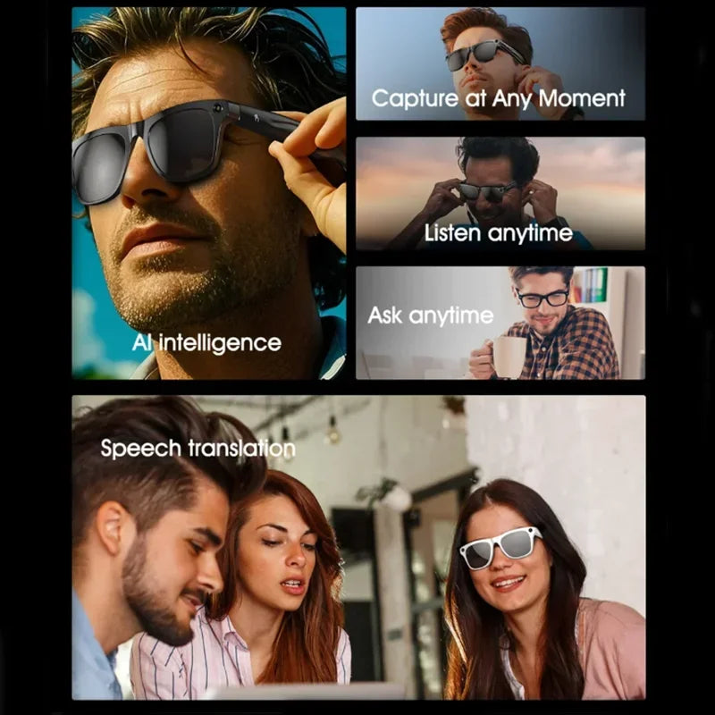 Lenovo AI Smart Wireless Glasses Bluetooth Sunglasses Remote 8K Control Touch Photo Camera Recording Voice Assistant Translator