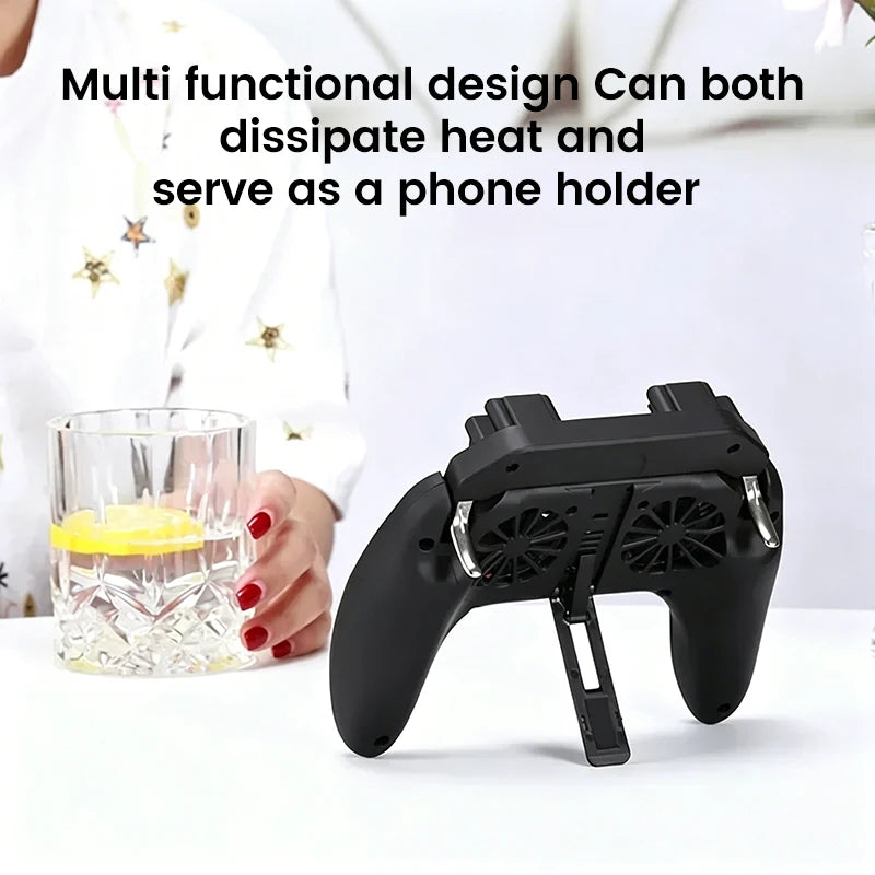 4 Fingers Mobile Phone Game Handle with Radiator Aim Shooting Gamepad Joystick Controller for IOS Android Gaming Accessories
