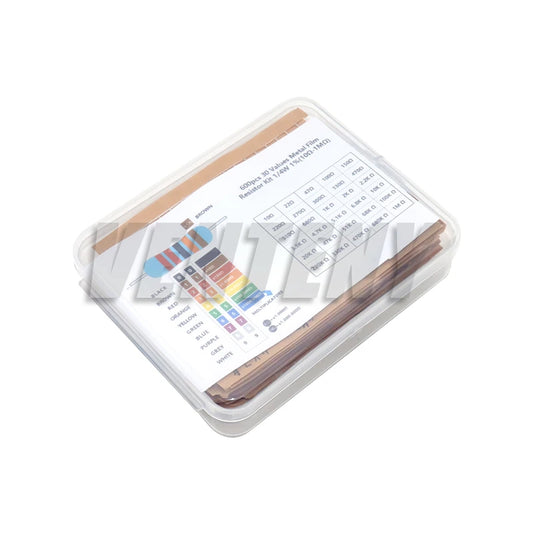 300/600PCS 30Values 1/4W Metal Film Resistor Kit with Box 10Ohm ~1M Resistance 1% Set of Resistors