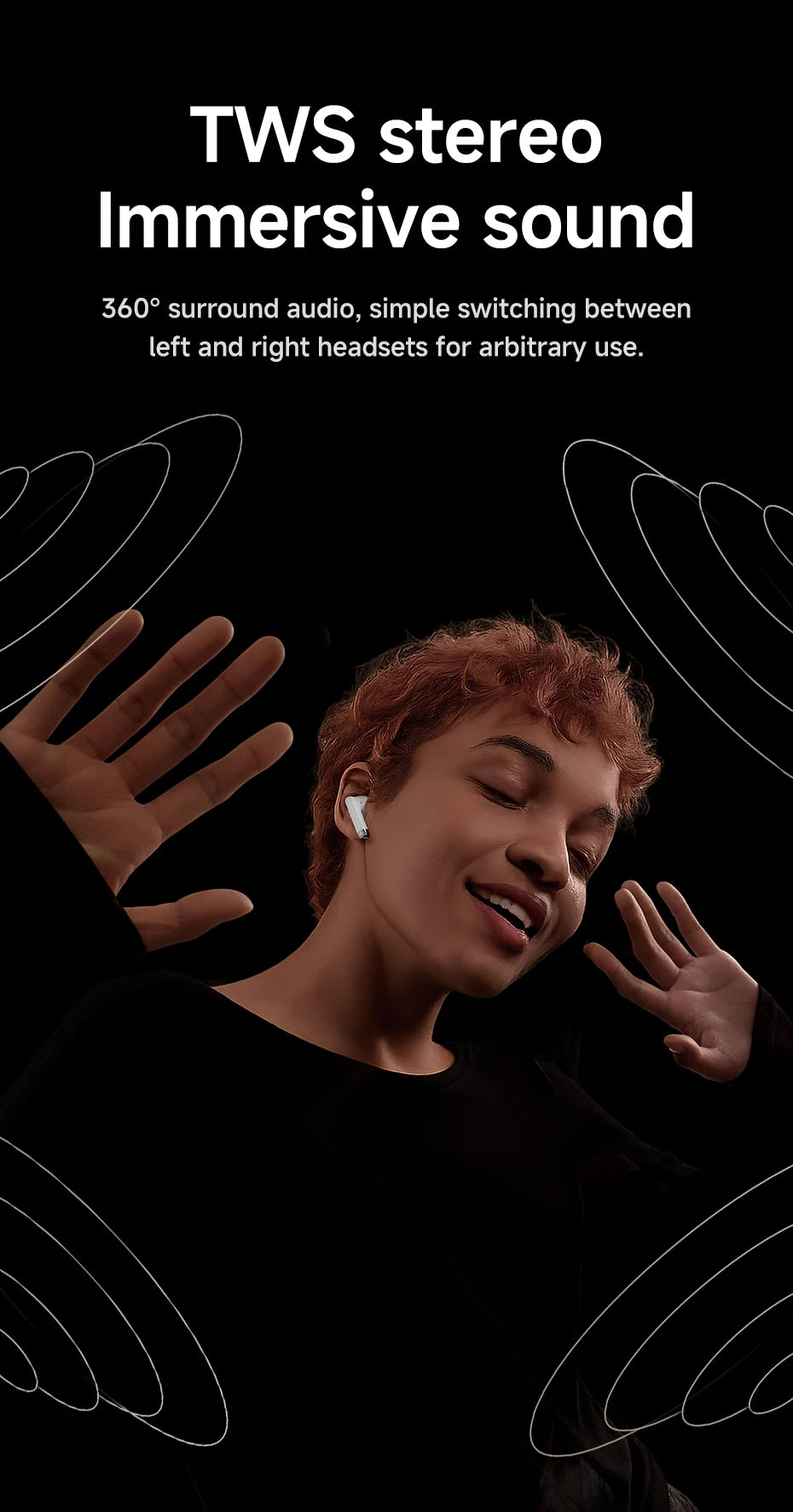 HOCO EQ2 True Wireless Bluetooth 5.3 Earbuds Touch Control Stereo In-Ear Headphones Built-In Microphone Sports Compatible