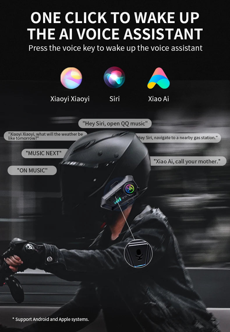 Y10 Bluetooth 5.3 Helmet Headset Wireless Hands-free Call Phone Kit Motorcycle Waterproof Earphone Music Player Speaker for Moto