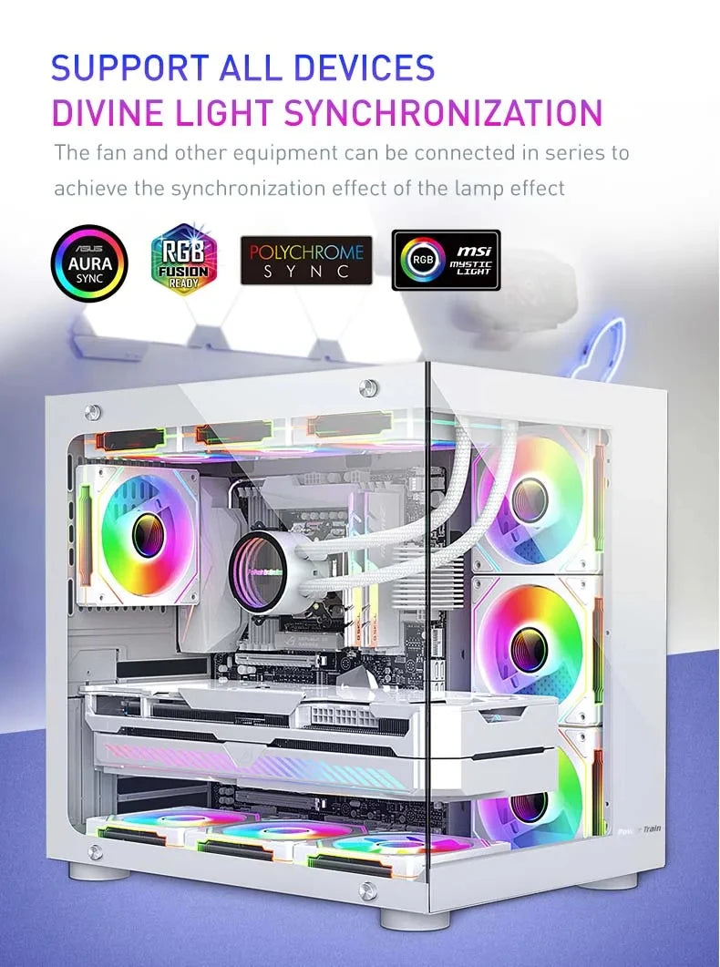 UPSIREN UF-1 PRISM 4 PRO Computer Chassis Fan 12cm ARGB 4 Pin PWM Quiet Cooling Fan 12V Large Air Volume 45CFM/600-1500RPM