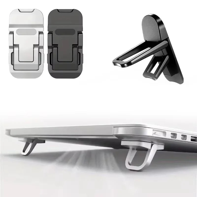 2PCS Mini Foldable Laptop Stand Portable Computer Keyboard Riser with 2 Adjustable Angles Self-Adhesive Invisible Notebook Stand