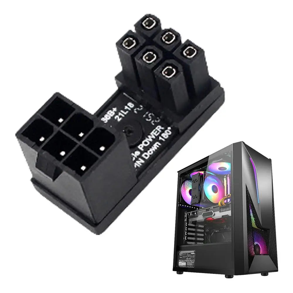 Graphics Card Adapter For PC 6/8 Pin Connector Power Adapter 180 Degree Angled Adapter Steering Connector Board GPU Adapter For