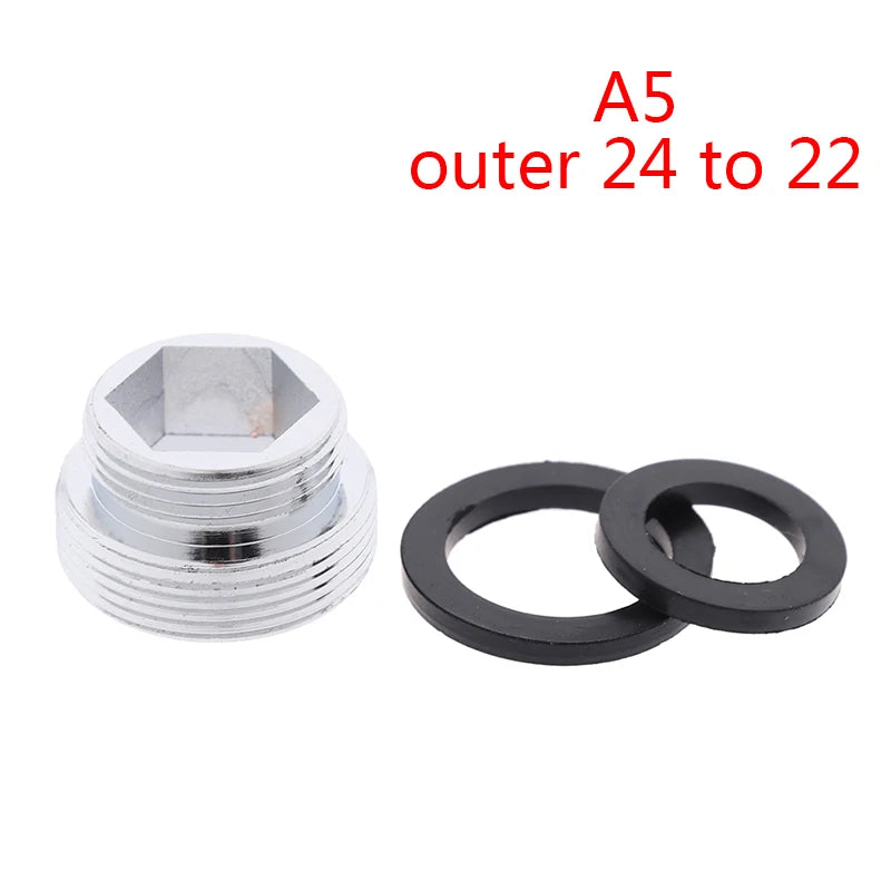 Kitchen Faucet Adapter Set 16/18/20/22/24mm To 22mm With Washer Metal Male Female Saving Tap Aerator Connector Bathroom Access