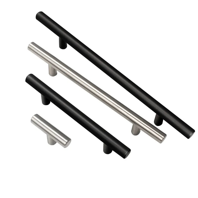 Black Golden Silver Handle Stainless Steel Kitchen Cabinet Door Knob Furniture Drawer Pull  Hardware Pulls  T Bar Handle