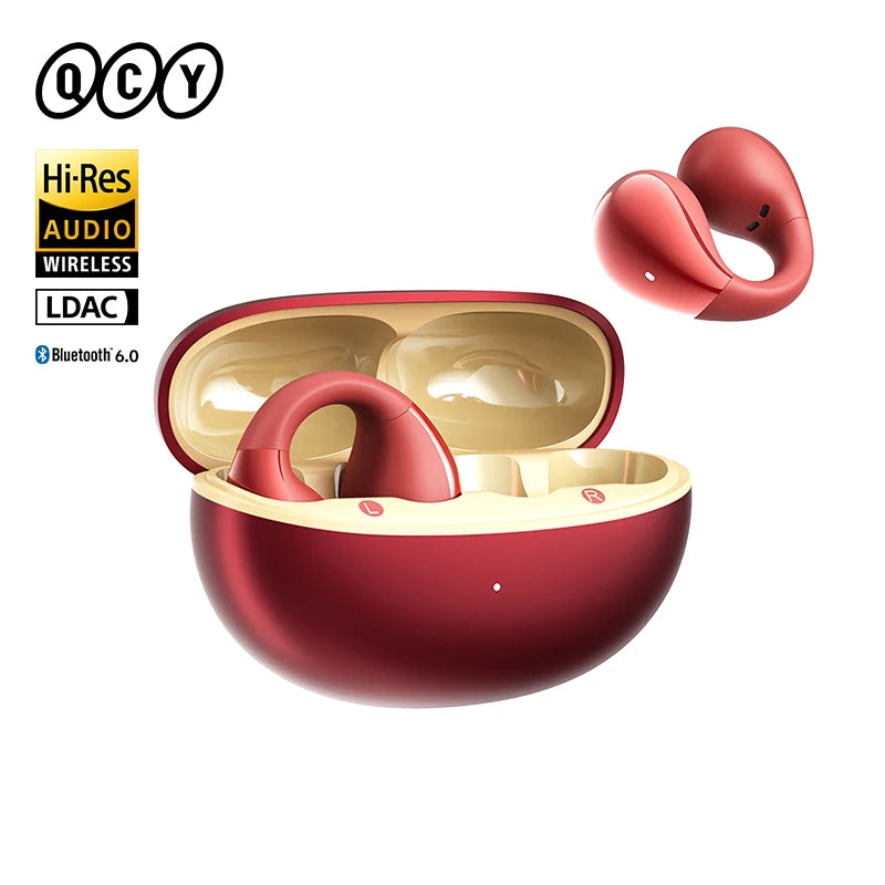 QCY Crossky C30S Open Ear Earphones Wireless Bluetooth 6.0 Clip-On Earbuds LDAC Hi-Res Audio Dual Connection 40H IPX5 Waterproof
